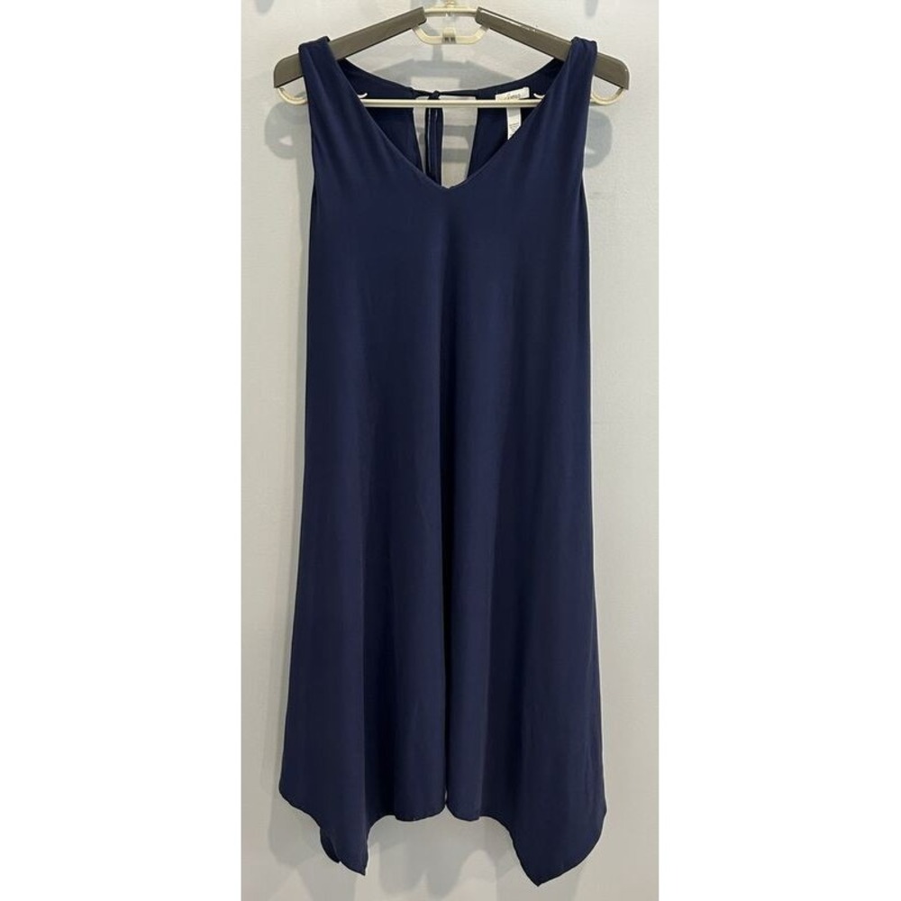 Soma Navy Blue Sleeveless Swing Nightgown Handkerchief Hem Tie Back Soft M‎